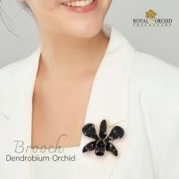 ราคา Royal Orchid collection เข็มกลัดดอกกล้วยไม้เดนโดรเบียมขอบทองสีดำ (57000275272)