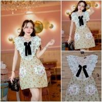 ราคา [ป้ายTag : Si-am(ไซส์-อั้ม)] เดรสกระโปรงสั้น ผ้าทอลายอย่างดีทั้งชุด คอแต่งลูกไม้ระบายมาพร้อมเข็มกลัดกระเป๋าแต่งระบายA823 (57452080479)