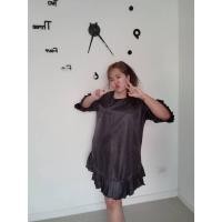 ราคา เดรสแขนสามส่วน ระบายจีบแขนและชาย สีดำ อก 38-44 อก 44-50 เสื้อผ้าคนอ้วน สาวอวบ สาวอ้วน ไซส์ใหญ่ bigsize plussize Dress (8883259473)