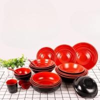 ราคา จาน/ชาม/ช้อน สีแดงดำสไตล์ญี่ปุ่น พลาสติก ชุดชาบูดำแดง ช้อนดำแดง (25419789442)