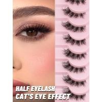 ราคา GROINNEYA 9 คู่ Half Lashes Clear Band Eyelashes Cat Eye Lashes สั้นนุ่ม 3d Faux Mink Eyelashes (41512766290)