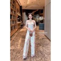 ราคา LA LA BELLE จั้มสูทกางเกงขายาวผ้าปักฉลุพิมพ์ลายดอกไม้ทั้งชุด (28304924034)