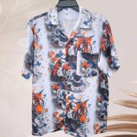 ราคา เสื้อเชิ้ตฮาวาย ลายเสือโคร่งศิลปะ (พื้นสีขาว) ผ้าไหมอิตาลี (42415611626)