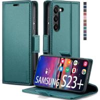ราคา Samsung Galaxy S23+ Plus Wallet Case with [RFID Blocking] Card Holder Kickstand Magnetic,Leather Flip Case Wallet for Samsung Galaxy S23+ Plus 6.6 Inch (Fashion Green) (57252079877)