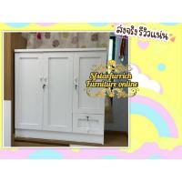 ราคา Sf online shop ตู้ผ้าวินเทจ ตู้เก็บผ้า 3 บาน สไตล์วินเทจ ยอดขายดีอันดับ1 ไม้สวย สีขาว (5758541666)