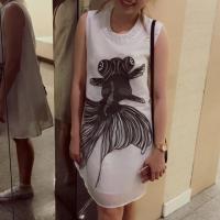 ราคา เดรสขาวรูปปลาทอง (462253507)