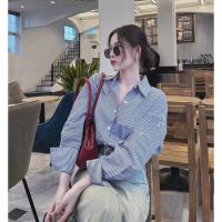 ราคา [ใหม่] เสื้อเชิ้ตลายสก๊อตสีน้ําเงินแขนยาวผู้หญิงหลวม - เสื้อเชิ้ตลายสก๊อต (42758819021)