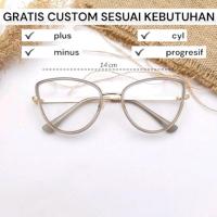 ราคา [LG 98525] CAT EYE GLASSES ฟรี CUSTOM REQUESTS PLUS MINUS CYL BLUECROMIC PHOTOCROMIC BLURAY ANTIRADIATION WIDTH 14cm (27592035050)