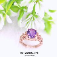 ราคา C6421 แหวนพลอยอเมทิสต์แท้ ( Natural Amethyst ) ตัวเรือนเงินแท้925 ชุบพิงค์โกลด์ ไซส์46 แก้ไซส์ฟรี (22031816437)