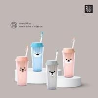 ราคา Moshi Moshi แก้วน้ำ2ชั้น พร้อมหลอด มีจุกปิด ลายน่ารัก *คละลาย* (22673973707)