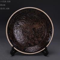 ราคา ราชวงศ์ซ่งเตาเผาคงที่สีดําแกะสลักคงที่ฟีนิกซ์สวมดอกโบตั๋นแบบจานออกสินค้าเก่าเครื่องลายครามโบราณโบราณต่อต้าน (55850740219)