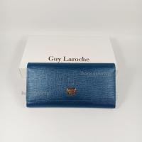 ราคา Guy Laroche แท้!! กระเป๋าสตางค์ผู้หญิงใบยาว สามพับ สีฟ้าอมน้ำเงิน หนังลาย หนังแท้ อะไหล่ทอง (28234490989)