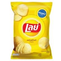 ราคา เลย์ มันฝรั่งทอดกรอบแผ่นเรียบ รสมันฝรั่งแท้ 158 ก.Lay's Potato Chips Flat Real potato flavor Original Family ขนมขบเคี้ย (7786488348)