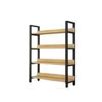 ราคา steakshop-DELICATO ชั้นวางของเหล็กพื้นไม้ MDF 4 ชั้น รุ่น HY5504 ขนาด 30x80x145 ซม. สีไม้ มีแผ่นไม้กันตก (23783920926)