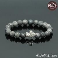 ราคา หินซิลเวอร์เลช อาเกต Silver Lace Agate ขนาด 8 มิล เบบี้ปี่เซียะ ปี่เซียะเด็ก เงินแท้ 92.5% หินแท้ หินสามัคคี หินสีเทา (7417448955)