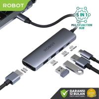ราคา Ccd* Robot HT360 Multiport 6 in 1 USB-C HUB Adapter HDMI Micro SD Card (41973663890)