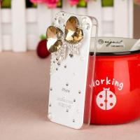 ราคา เคสไอโฟน 4/4s (Case Iphone 4/4s) เคสไอโฟนกรอบขาว ประดับเพชรและมุกและโบว์คริสตัลสีแชมเปญ (5031833541)
