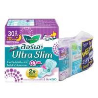 ราคา (ฟรีแบบเย็น1ห่อ) ลอรีเอะ ผ้าอนามัย มีปีก 30ซม. สำหรับกลางวัน 4ชิ้น (6ห่อ) (26835060579)