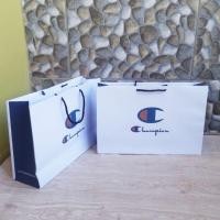 ราคา Champion Blue and White Paperbag Gift Wrapping for Clothes and Sweater Thrift Paper Bag Jackets (9643598740)
