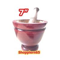 ราคา ครก ครกไม้ ขนาด 7นิ้ว พร้อมสาก ครกไม้เนื้อแข็ง ครกส้มตํา ครกตำน้ำพริก ครกไม้คุณภาพดี ครกไม้ราคาถูก ครัวขนาดเล็ก-กลาง (7151121367)