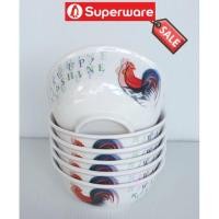 ราคา ซุปเปอร์แวร์ ชาม4.5"=6ชิ้น (ถ้วยแบ่งไม่มีกล่อง) ลายไก่ ซุปเปอร์แวร์เกรดA (1586952366)