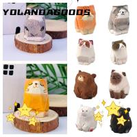 ราคา YOLA ไม้หมีแกะสลักไม้แกะสลักรูปปั้นแมวศิลปะประติมากรรมหัตถกรรมการ์ตูนสัตว์เดสก์ท็อป Knick-knack (46602306172)