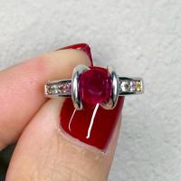 ราคา แหวนทับทิม บ่าข้างรวมแซฟไฟร์ พลอยแท้จันทบุรี ตัวเรือนเงินแท้92.5 ชุบทองคำขาว ไซส์50 (27685415839)