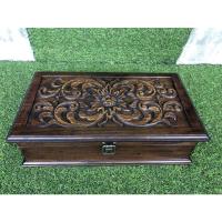 ราคา กล่องไม้สักแกะสลักลายดอกแบบไทยๆขนาด8x14x3นิ้ว (9573750773)