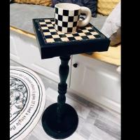 ราคา DIY โต๊ะหมากรุก ins กระดานหมากรุกโต๊ะกาแฟย้อนยุคมุมโต๊ะข้างโซฟาสีดำและสีขาวคลาสสิกตั้งพื้นเครื่องปร (28910371589)