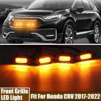 ราคา ไฟ LED รถ 4 ชิ้นกระจังหน้าไฟ LED ไฟเตือนความปลอดภัยสําหรับ Honda CRV 2017-2022 รถอุปกรณ์เสริม LED สัญญาณโคมไฟ (42951230880)