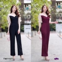 ราคา TW 11571 จั้มสูทขายาว จั้มสูทออกงาน ชุดออกงาน ใส่สวย ขับผิวมากๆ (5917209705)