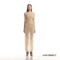 ราคา VICKTEERUT Long Sleeve Off Shoulder Drape Dress เดรสแขนยาว เปิดไหล่ จับเดรป (25787582708)