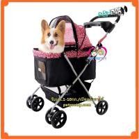 ราคา ibiyaya รถเข็นสุนัข จุ20กก รุ่นEasy ถอดหลังคาได้ คุณภาพสูงมาก ลายเสือชมพู รถเข็นสัตว์เลี้ยง PPT รถเข็นหมา (213407891)