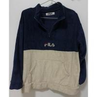ราคา [พร้อมส่ง]เสื้อกันหนาว FILA ผ้าขนสั้นสีกรมตัดเบจ (40558722802)