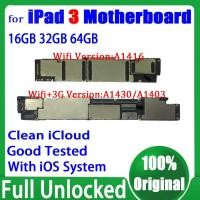 ราคา Wifi A1416 / WiFi + 3G รุ่น A1430 / A1403 Logic Board สําหรับ Ipad 3 เมนบอร์ดเดิมปลดล็อคแผ่นทําความสะอาด iCloud ทดสอบดี (29442877149)
