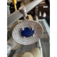 ราคา จี้พลอยไพลินแท้ จากจันทบุรี ล้อมเพชร cz เกรด AAA สไตล์เรียบหรู (28367864392)