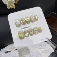 ราคา [แอปเปิ้ลสีเขียว] ลูกแมวน่ารักมือวาดตาแมวลายจุดสาวหวานสามมิติหยิกแอปเปิ้ลฤดูร้อนแต่งเล็บสด * wj#11 (47651565583)