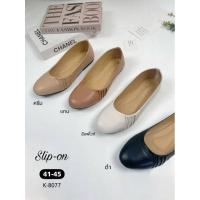 ราคา รองเท้าส้นต่ำ รองเท้าคัทชู ไซส์ใหญ่ 41-45 ข้างหนังพับ - SHER (25272104026)