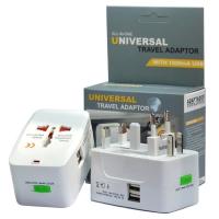 ราคา หัวแปลงปลั๊ก Universal Travel Adapter 2 USB All-in-One สำหรับนักเดินทาง ทุกประเทศ สีขาว (27238944862)