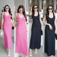 ราคา แม็กซี่เดรสแขนกุด เดรสยาวแขนกุดสวยมากกกก (22550336426)