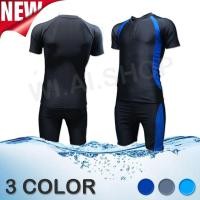 ราคา ชุดว่ายน้ำ ชุดว่ายน้ำแขนสั้น ขาสั้น ชุดว่ายน้ำหญิง ชาย ทอม สีดำ ซิปหน้า แยกชิ้น เสื้อ กางเกง สินค้าพร้อมส่งด่วน M015 (11619738527)