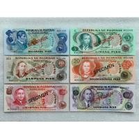 ราคา ธนบัตรตัวอย่างของประเทศฟิลิปปินส์ ชนิด2-100Piso ครบชุด6ใบ ปี1979 UNC (23275430503)