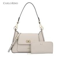 ราคา Carlo Rino CR Duo Charm Tote Bag and Wallet - Taupe (42701407273)