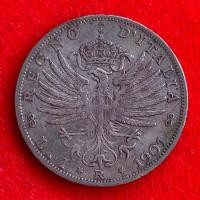 ราคา เหรียญอิตาลี Italy 1 lira ปี 1901 ปีหายาก เนื้อเงิน เหรียญ​ต่างประเทศ (40860654140)