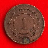 ราคา เหรียญ Straits Settlements 1 cent ปี 1908 เหรียญ​ต่างประเทศ (43873083964)