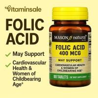 ราคา Mason Natural Folic Acid 400 mcg 100 Tablets | Daily Folate Supplement for Wellness (2819873824)