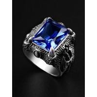 ราคา แหวนเงินแท้ 925 สำหรับผู้ชาย อินเทรนด์ ประดับพลอยสีฟ้าสแควร์ สไตล์ฮิปฮอปย้อนยุค (42118701698)