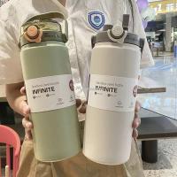 ราคา 1.2L Large Capacity Thermo Bottle with Straw Stainless Steel Thermal Water Bottle Keep Cold and Hot Thermos Cup Vacuum F (29757142583)