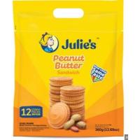 ราคา จูลี่ส์ พีนัท บัตเตอร์ แซนด์วิช บิสกิต ขนมปังกรอบสอดไส้ครีมเนยถั่ว 360 กรัม Julie's Peanut Butter Sandwich 360 g. (19272291163)