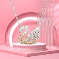 ราคา สวารอฟสกี้ ไล่สีแชมเปญ สร้อยคอจี้หงส์ สร้อยคอ SWAROVSKI DANCING SWAN ของแท้ 100% ของขวัญที่ดีที่สุด (18659145461)